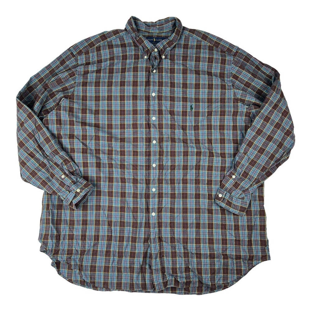 Ralph Lauren Blue w/ Red & Yellow Check L/S Class Fit Button Down Mens Size 4XLT